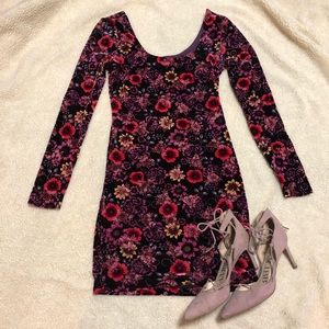 Floral Velvet Bodycon Dress